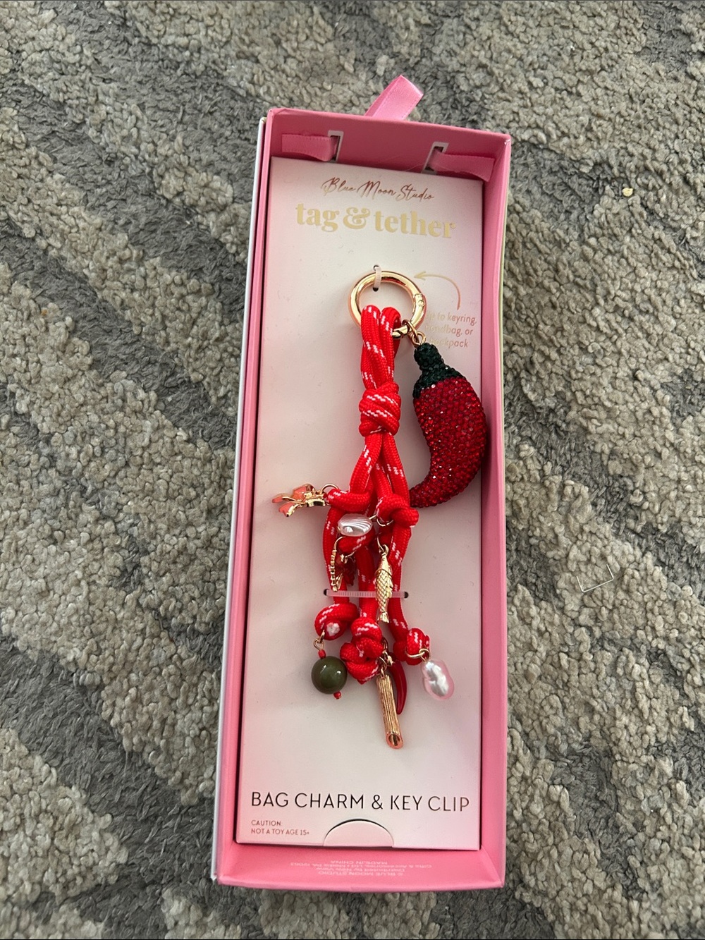 Tag & Tether Red Chili Bag Charm Key Clip